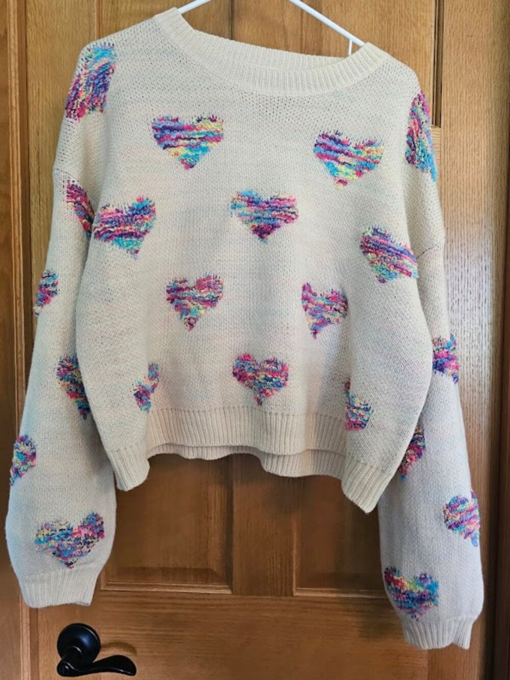Women's large multicolor hearts sweater